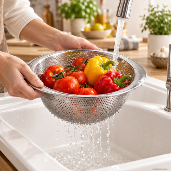 Colander, stainless steel, 22 cm - Zokura