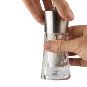 Salt mill, 14 cm, "Ouessant Z", Stainless Steel - Peugeot