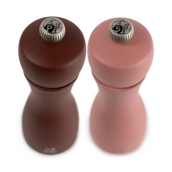 Set of 2 salt and pepper grinders, 15 cm, "Tahiti Earth Z", Cacao&Nuts - Peugeot