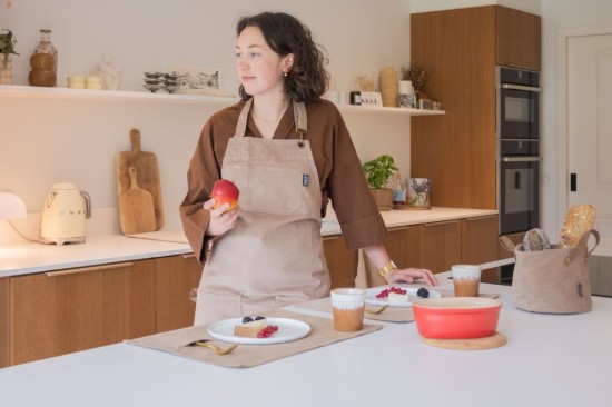 Kitchen apron, "Velmar", Taupe - Tiseco