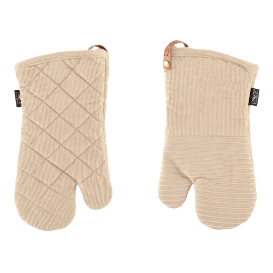 Set of 2 kitchen mitts, "Velmar", Beige - Tiseco