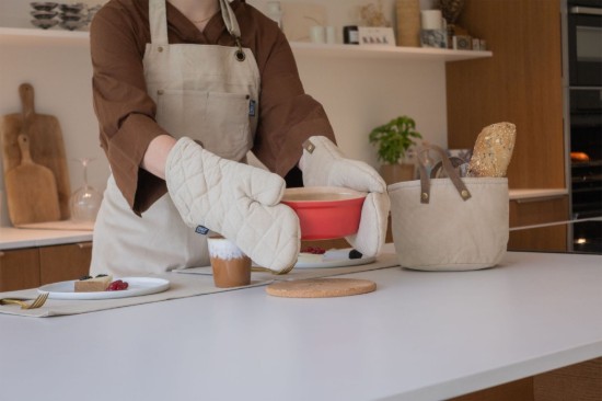 Set of 2 kitchen mitts, "Velmar", Beige - Tiseco
