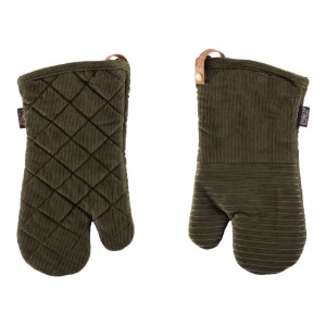 Set of 2 kitchen mitts, "Velmar", Olive Green - Tiseco