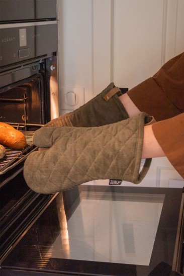 Set of 2 kitchen mitts, "Velmar", Olive Green - Tiseco