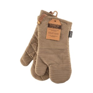 Set of 2 kitchen mitts, "Velmar", Taupe - Tiseco