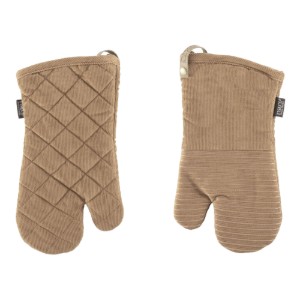 Set of 2 kitchen mitts, "Velmar", Taupe - Tiseco