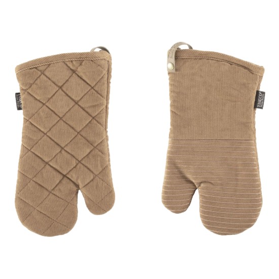 Set of 2 kitchen mitts, "Velmar", Taupe - Tiseco