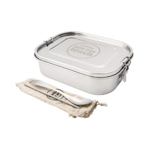 Lunch box set, with 2 accessories, stainless steel, 800ml, "Out of Lunch" - Grunwerg