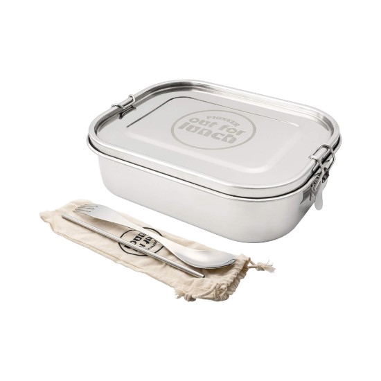 Lunch box set, with 2 accessories, stainless steel, 800ml, "Out of Lunch" - Grunwerg