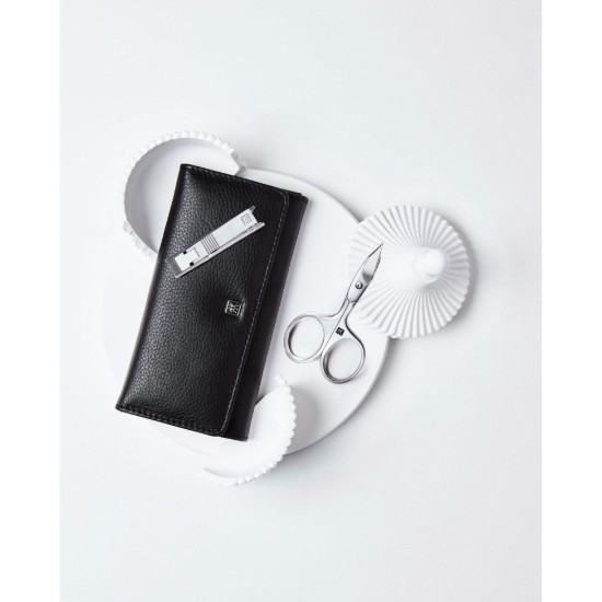 5-delige manicureset, gesatineerd roestvrij staal, zwart leren etui, PREMIUM - Zwilling