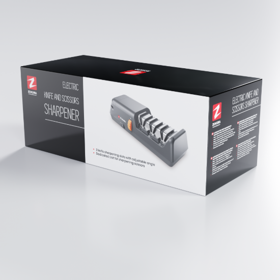 Afiador elétrico para facas e tesouras, com 3 etapas, 18W - Zokura