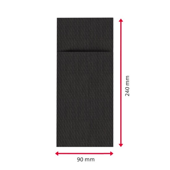 Sett med 6 bestikkkonvolutter, "Rahmen", 24 x 9 cm, plast, antrasitt - merkevare Saleen