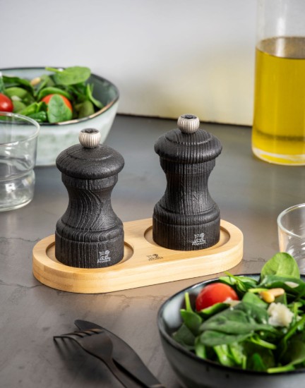 Support for 2 grinders, without handle, bamboo, "Linea", Natural - Peugeot