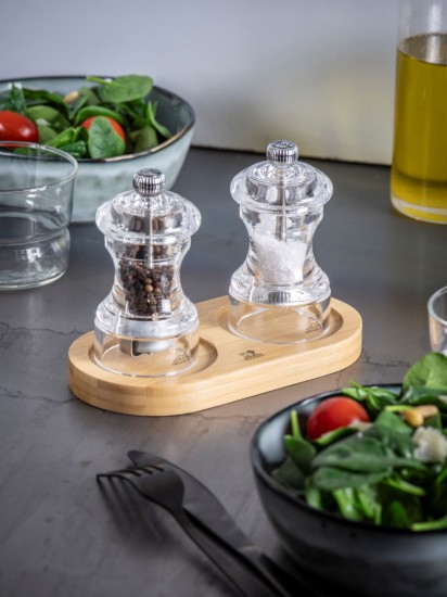 Support for 2 grinders, without handle, bamboo, "Linea", Natural - Peugeot