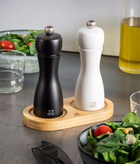 Support for 2 grinders, without handle, bamboo, "Linea", Natural - Peugeot