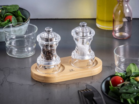 Support for 2 grinders, without handle, bamboo, "Linea", Natural - Peugeot