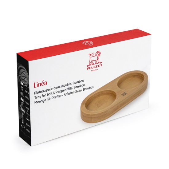Support for 2 grinders, without handle, bamboo, "Linea", Natural - Peugeot
