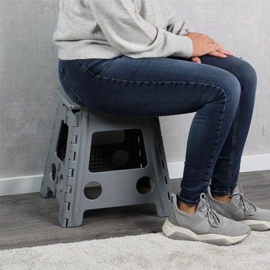 Folding step stool, 39 cm, plastic, Gray - Kesper