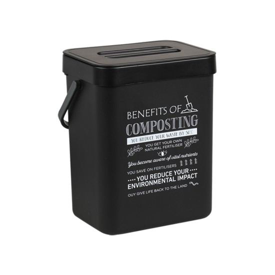 Rectangular compost bin, 21 x 17.5 x 24.5 cm, Black - Kesper