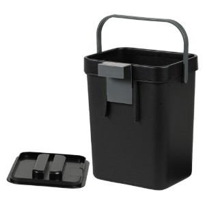 Rectangular compost bin, 21 x 17.5 x 24.5 cm, Black - Kesper