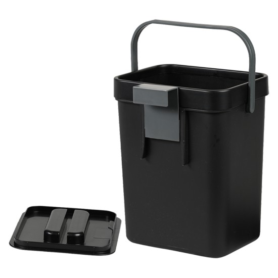 Rectangular compost bin, 21 x 17.5 x 24.5 cm, Black - Kesper