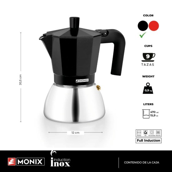 Roestvrijstalen koffiezetapparaat, 470 ml, zwart - Monix