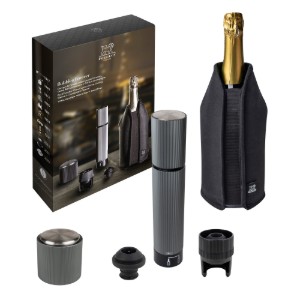Vacuum pump set with champagne opener, 5 pieces, "Bubbles Forever" - Peugeot