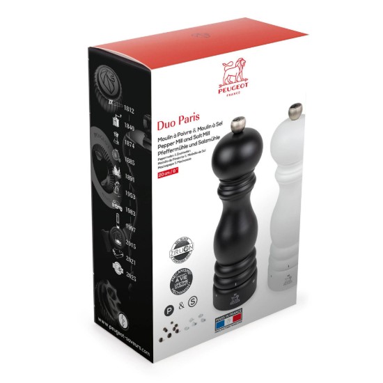 Set aus 2 Salz- und Pfeffermühlen, 20 cm, „Paris u'Select Z“, Black&White - Peugeot