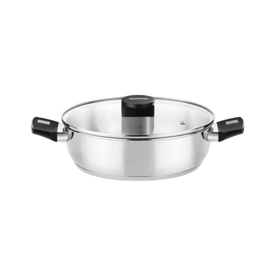 Stainless steel cooking pot, with glass lid, 26cm/3.6L, "Elite" - Monix