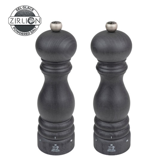 Set of 2 salt and peppercorn grinders, 20 cm, "Paris u'Select Z", Graphite - Peugeot