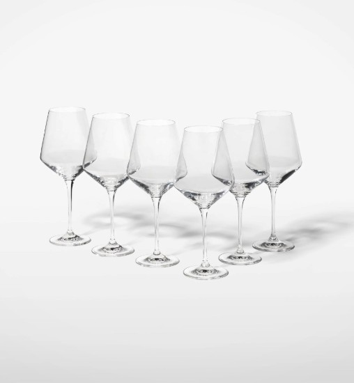 Conjunto de 6 taças de vinho tinto, vidro cristalino, 490ml, "Avant-Garde" - Krosno