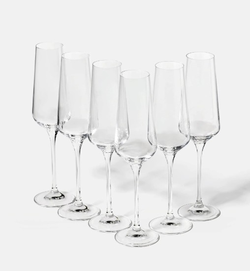 6-daļīgs šampanieša glāžu komplekts, izgatavots no kristāliska stikla, 180ml, "Avant-Garde" - Krosno