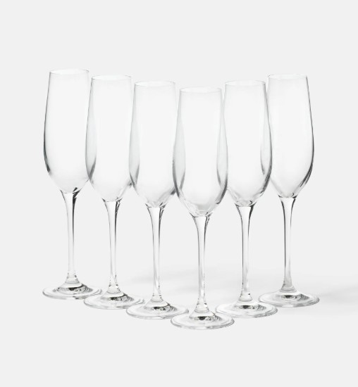6 részes pezsgőspohár készlet, kristályos üvegből, 180 ml, "Harmony" - Krosno