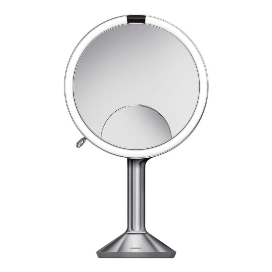 Ogledalo za šminkanje sa senzorom, 23 cm, "Trio", Brushed Stainless Steel - simplehuman