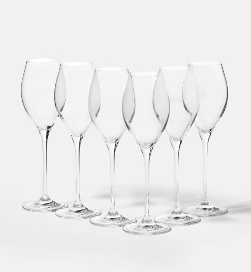 6er Set Proseccogläser, Kristallglas, 300 ml, "Harmony" - Krosno