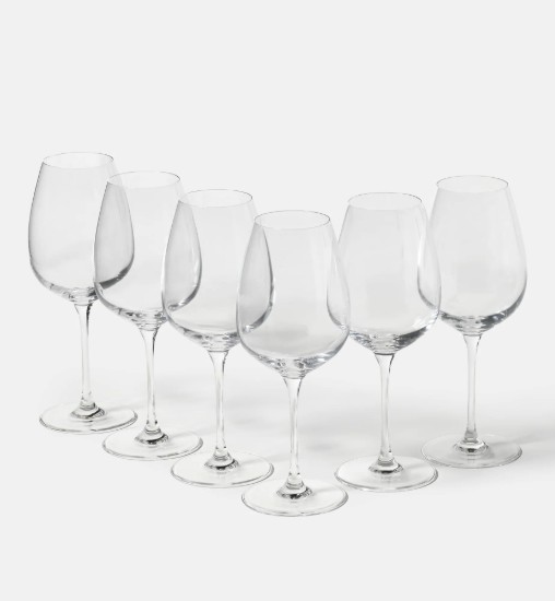 Set aus 6 Weißweingläsern, hergestellt aus kristallinem Glas, 530 ml, "DIVINE" – Krosno